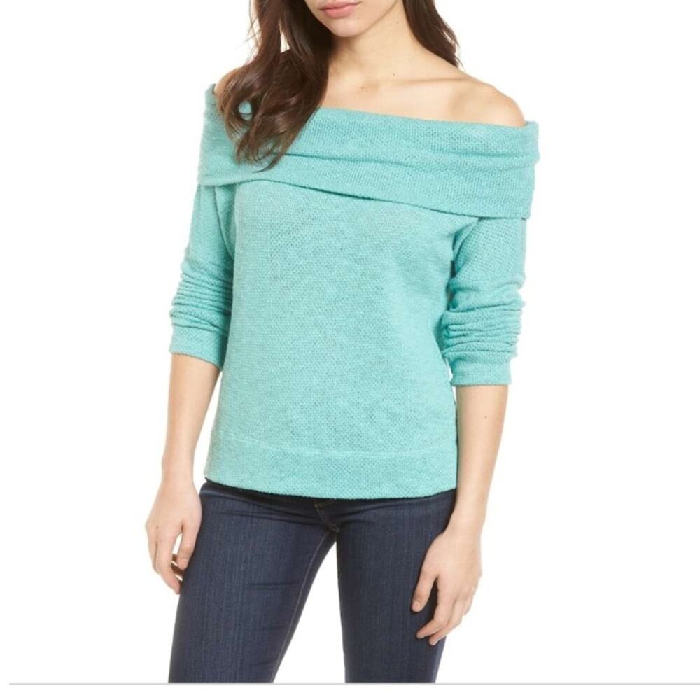 Caslon Green Agate Convertible Sweater XXL 18 Plus Off Shoulder Cowl NWT